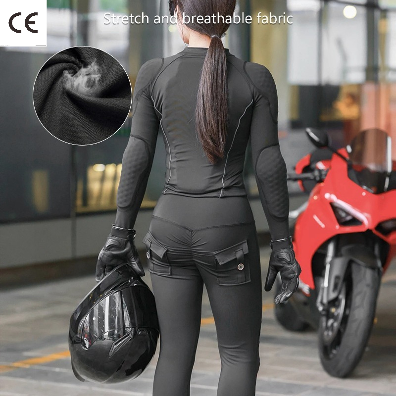 Motorcycle Gear Outfit - Damska kurtka motocyklowa z siateczki, wyściełana